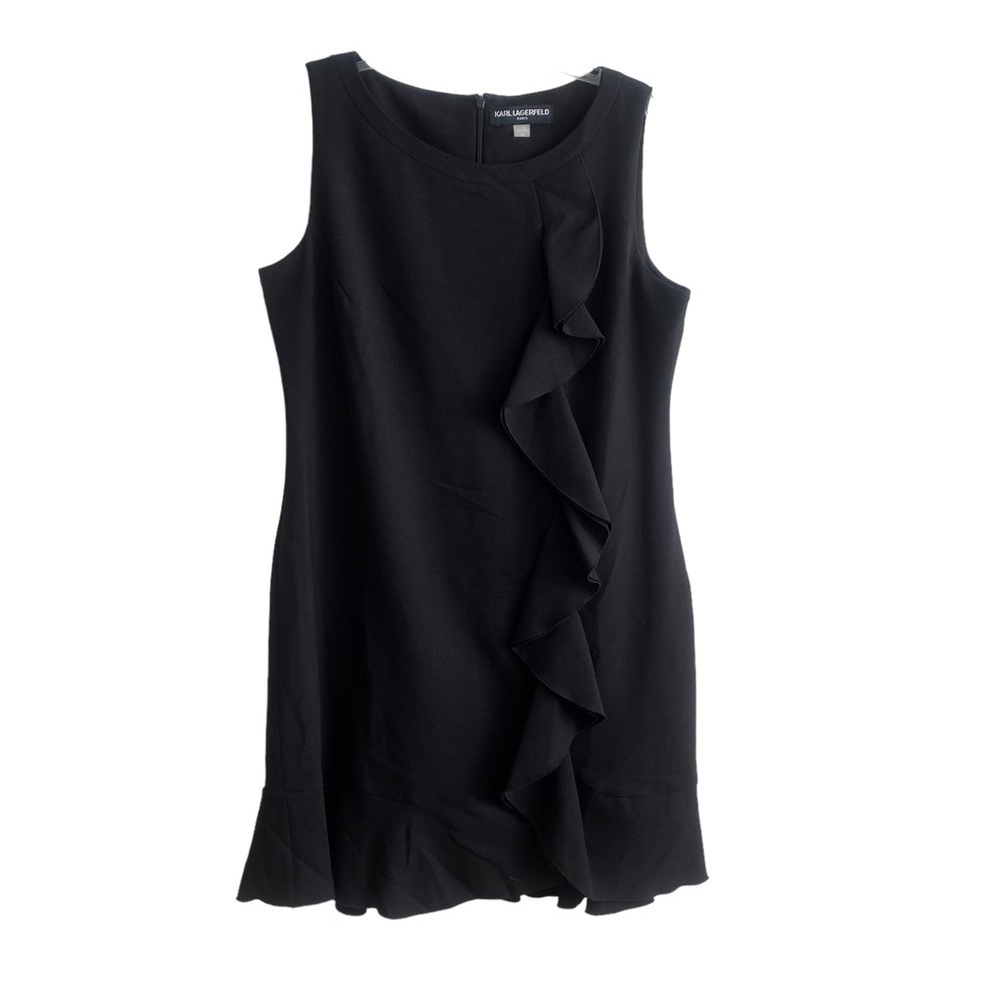 Karl Lagerfeld Black Ruffled Sleeveless Dress
